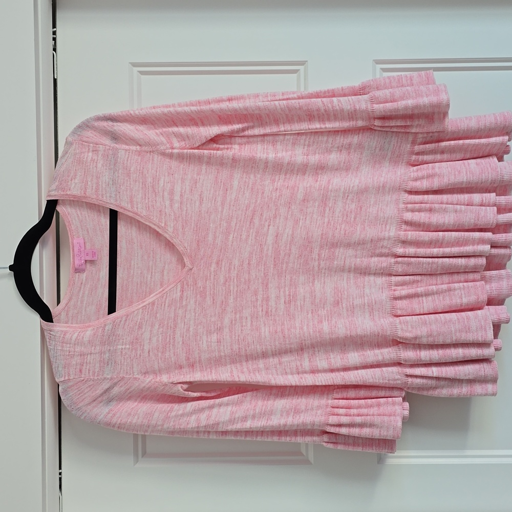 Lilly Pulitzer Adela Space Dye Peplum Sweater V Neck